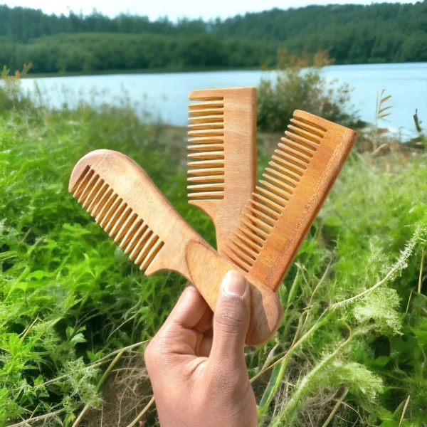 চুলের যত্নে নিম কাঠের চিরুনি কম্বো (Neem Wood Comb) - Image 2
